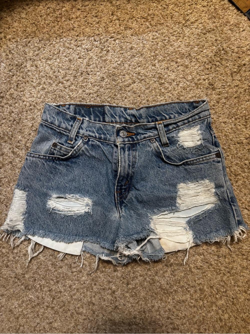 Levi's Distressed Light Blue Denim Cutoff Shorts